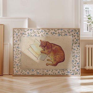 Arte de libros vintage, póster de lectura bonito, regalos para amantes de los libros, regalo para lectores, decoración de rincones de lectura, arte para salas de lectura, libro bonito imprimible, libros de estilo literario