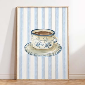 Grandmillenial Coffee Art Print, Coffee Bar Decor, Coquette Poster, Cottagecore Decor, Coffee Cart Decor, Girly Aesthetic, Trendy Wall Decor