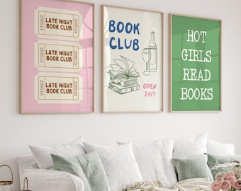 Book Lover Digital 3 Print Bundle: Cozy Reading Nook Gallery Wall, Bookish Posters