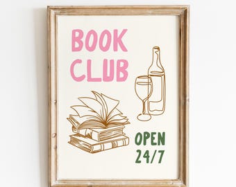 読書クラブデジタルプリント：本好きの壁飾り、居心地の良い読書室のポスター、読書グッズ