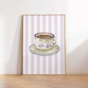 Coffee With Grandma Print, Coffee Bar Decor, Coquette Poster, Cottagecore Decor, Coffee Cart Decor, Girly Aesthetic, Grandmillenial Prints