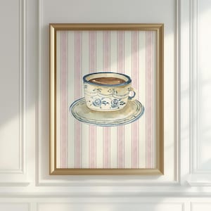 Coffee With Grandma Print, Coffee Bar Decor, Coquette Poster, Cottagecore Decor, Coffee Cart Decor, Girly Aesthetic, Grandmillenial Prints