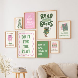 Mural para amantes de los libros, pósteres de lectura de moda, regalo para amantes de los libros, decoración de pared para rincones de lectura, pósteres de arte literario, regalos literarios, libros