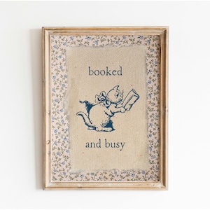 Impression numérique réservée et occupée : décoration livresque vintage, affiche de salle de lecture confortable, produits dérivés pour les lecteurs