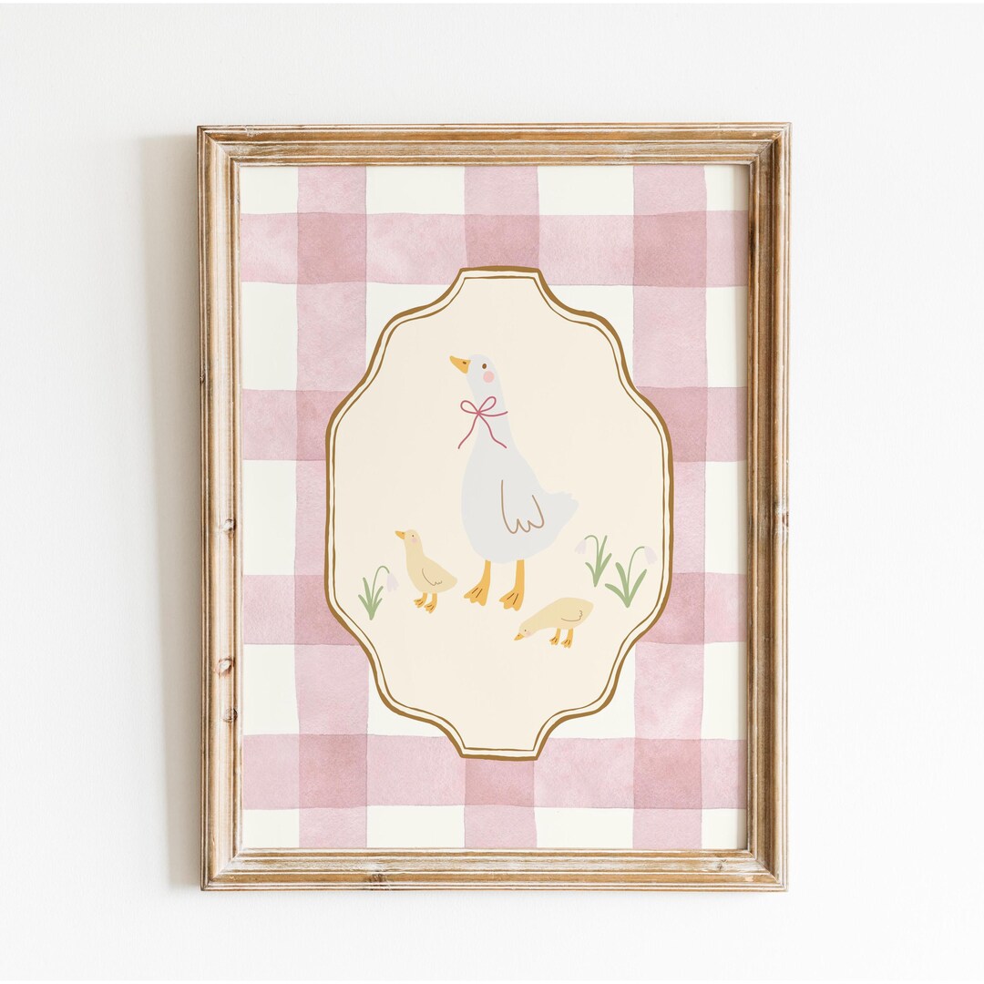 Silly Goose Nursery Digital Print: Gingham Cottagecore Baby Room Decor ...