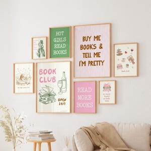 Parete Galleria per amanti dei libri, Poster di lettura alla moda, Regalo per amanti dei libri, Arte murale letteraria, Poster d'arte libresca, Regali a tema libri, Arte libresca