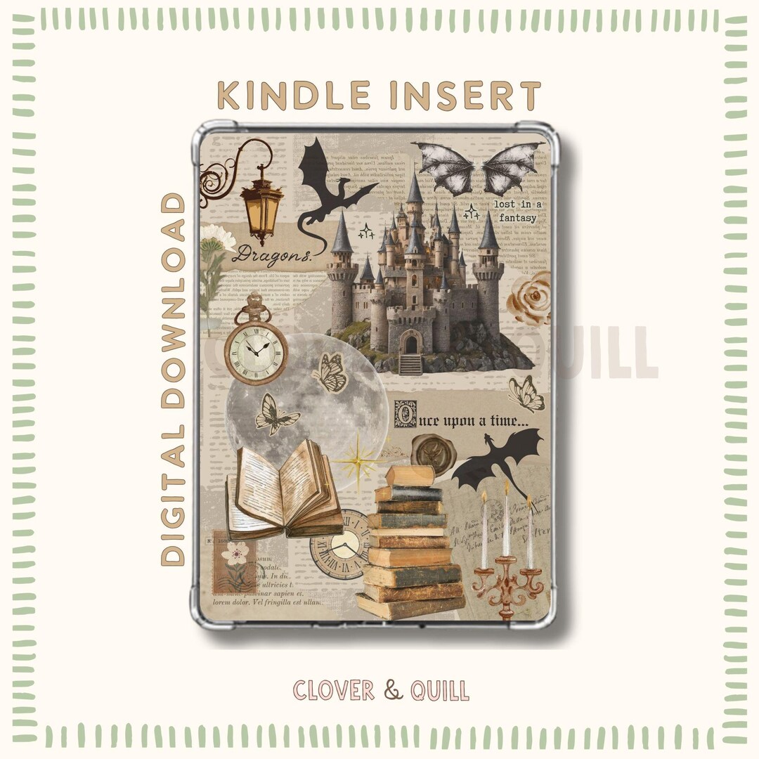 Vintage Fantasy Inspired Kindle Printable Insert: Clear Case Insert ...