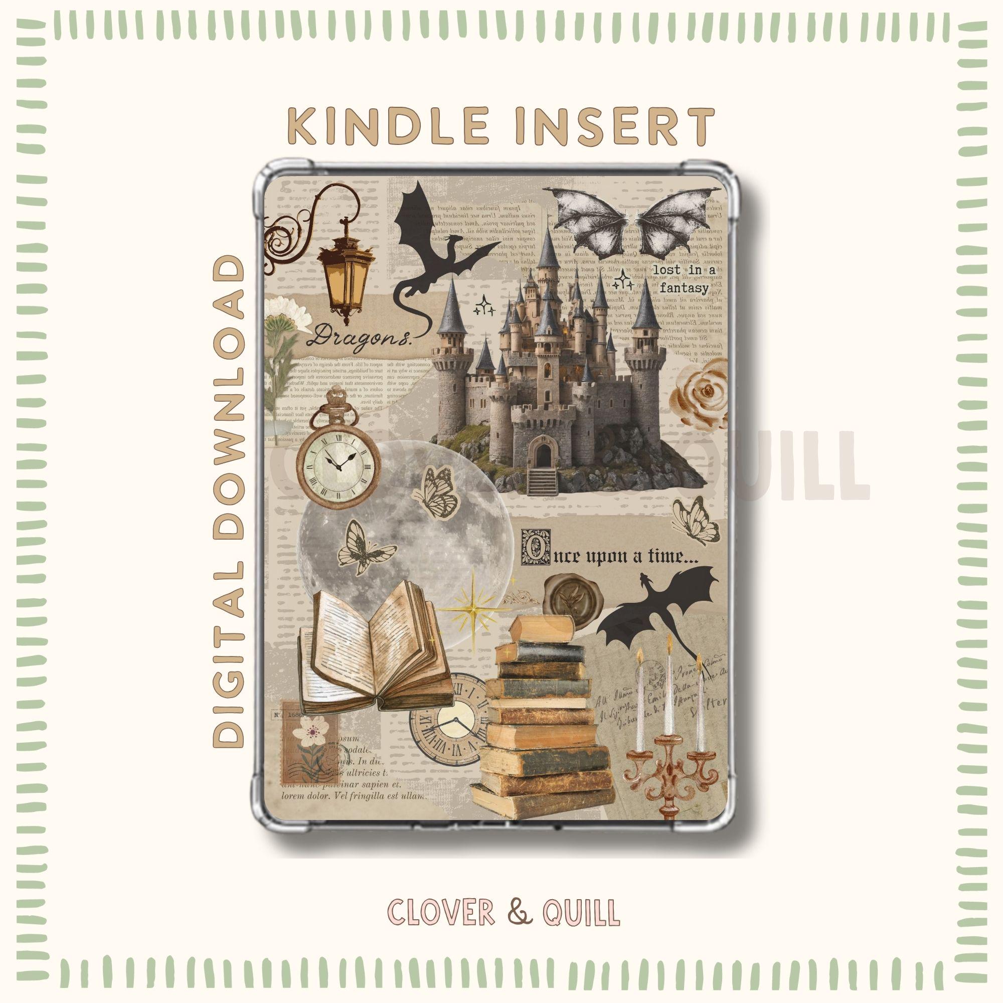 Vintage Fantasy Inspired Kindle Printable Insert: Clear Case Insert, Readers Merch, Digital Download