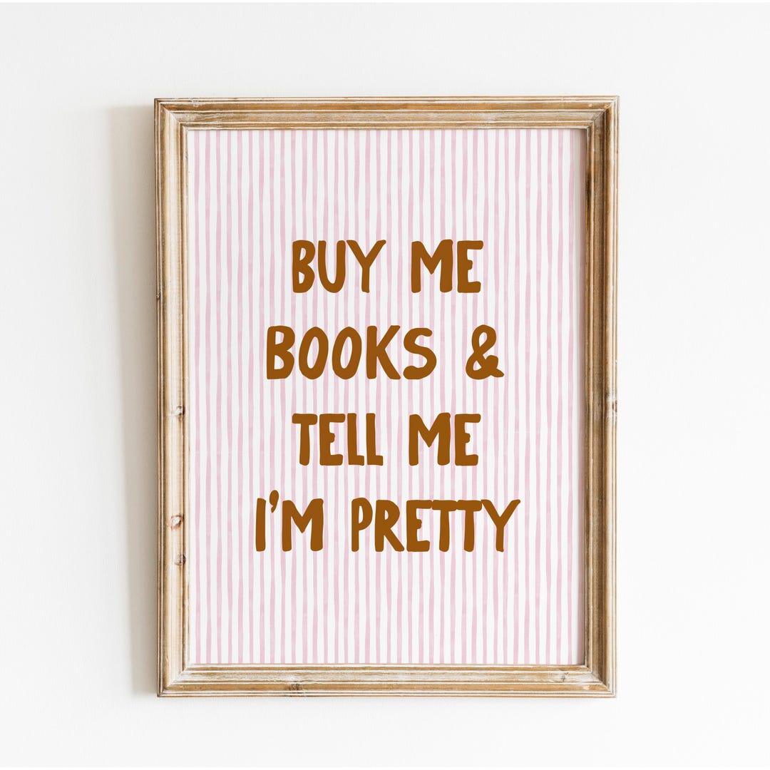 Buy Me Books Digital Art Print: Bookish Wall Decor, Reading Room Poster ...