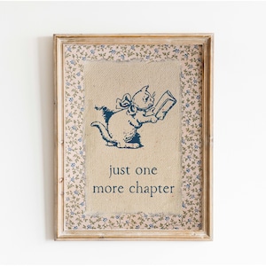 Arte de libros antiguos, lindo póster de lectura, arte de pared para el aula, impresión de un capítulo más, regalo para lectores, decoración de rincón de lectura, sala de lectura, estilo de libros