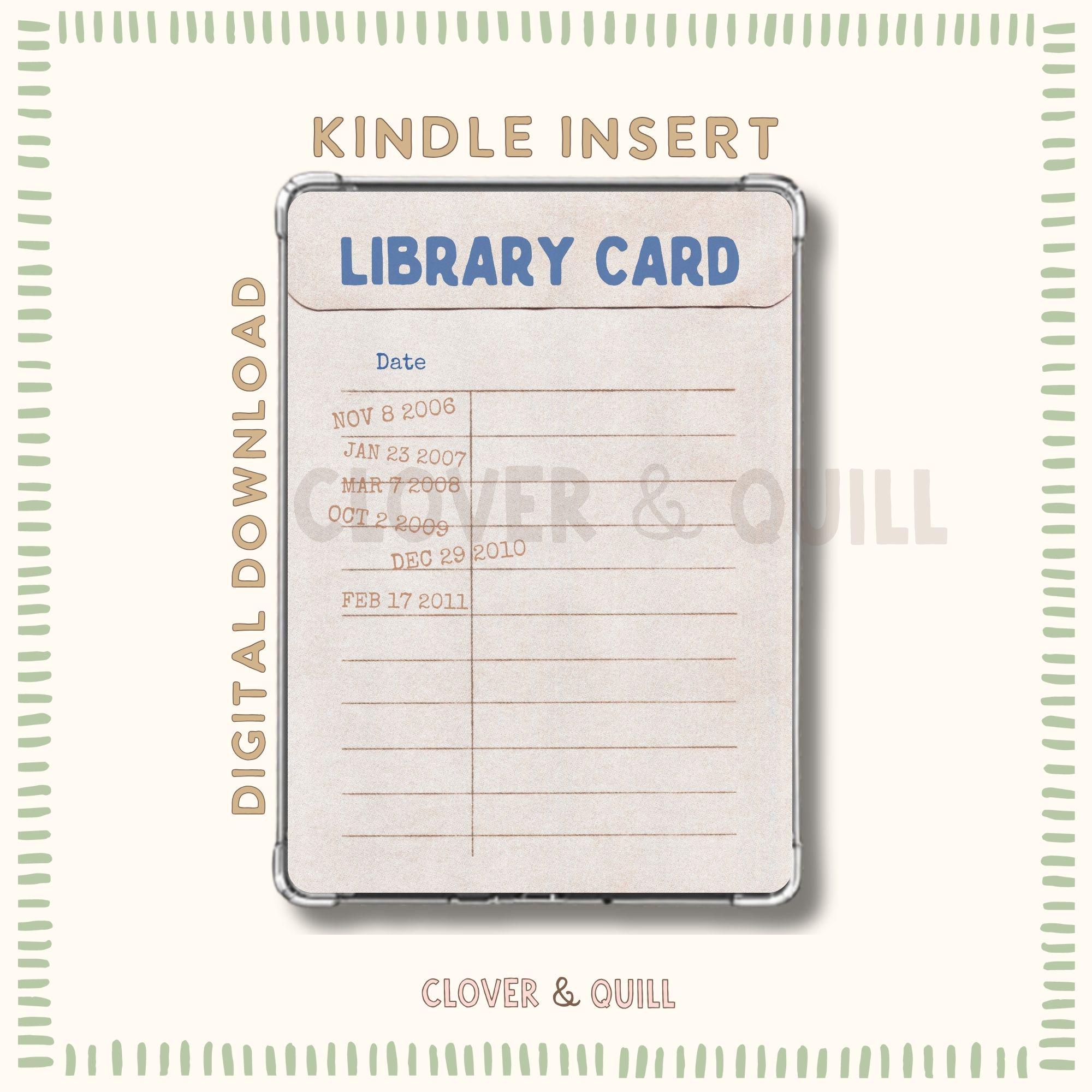 Library Card Kindle Printable Insert: Clear Case Insert, Readers Merch ...