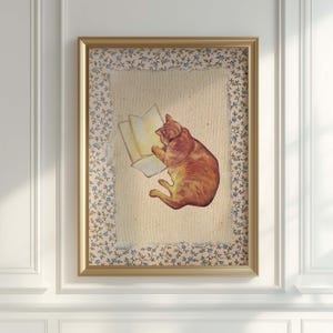 Arte de libros vintage, póster de lectura bonito, regalos para amantes de los libros, regalo para lectores, decoración de rincones de lectura, arte para salas de lectura, libro bonito imprimible, libros de estilo literario