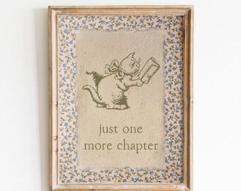 One More Chapter Digital Art Print: Vintage Bookish Wall Decor, Cozy Reading Room Poster