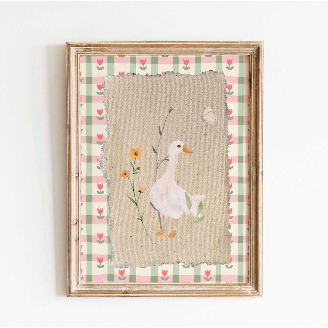 Silly Goose Nursery Digital Print: Gingham Cottagecore Baby Room Decor ...