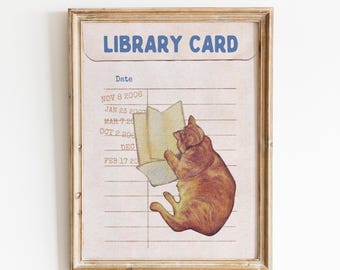 Library Card Digital Print: Vintage Bookish Wall Decor, Reading Room Poster, Readers Merch