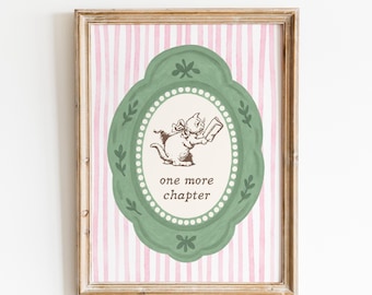One More Chapter Digital Print: Bookshelf Decor, Reading Nook Decor, Bookish Merch