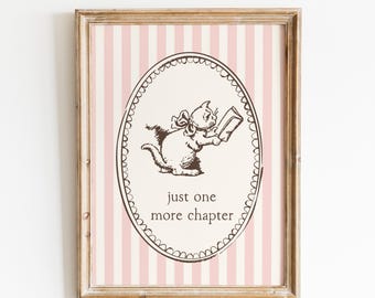 One More Chapter Digital Art Print: Vintage Bookish Wall Decor, Cozy Reading Nook Poster