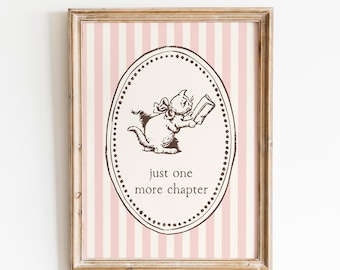 One More Chapter Digital Art Print: Vintage Bookish Wall Decor, Cozy Reading Room Poster