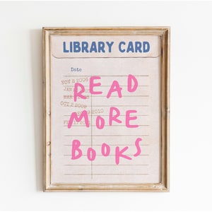 Impression d'art de livres, affiche de livre de cartes de bibliothèque, cadeaux pour les lecteurs, oeuvre d'art murale pour amoureux des livres, coins lecture, affiche rétro tendance, livre Ish