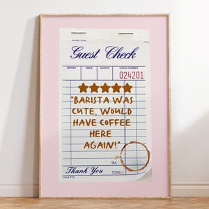 Guest Check Print, Coffee Poster, Coffee Cart Decor, Coffee Bar Print, Trendy Coffee Print, Coffee Station Art, Cute Coffee Bar Decor