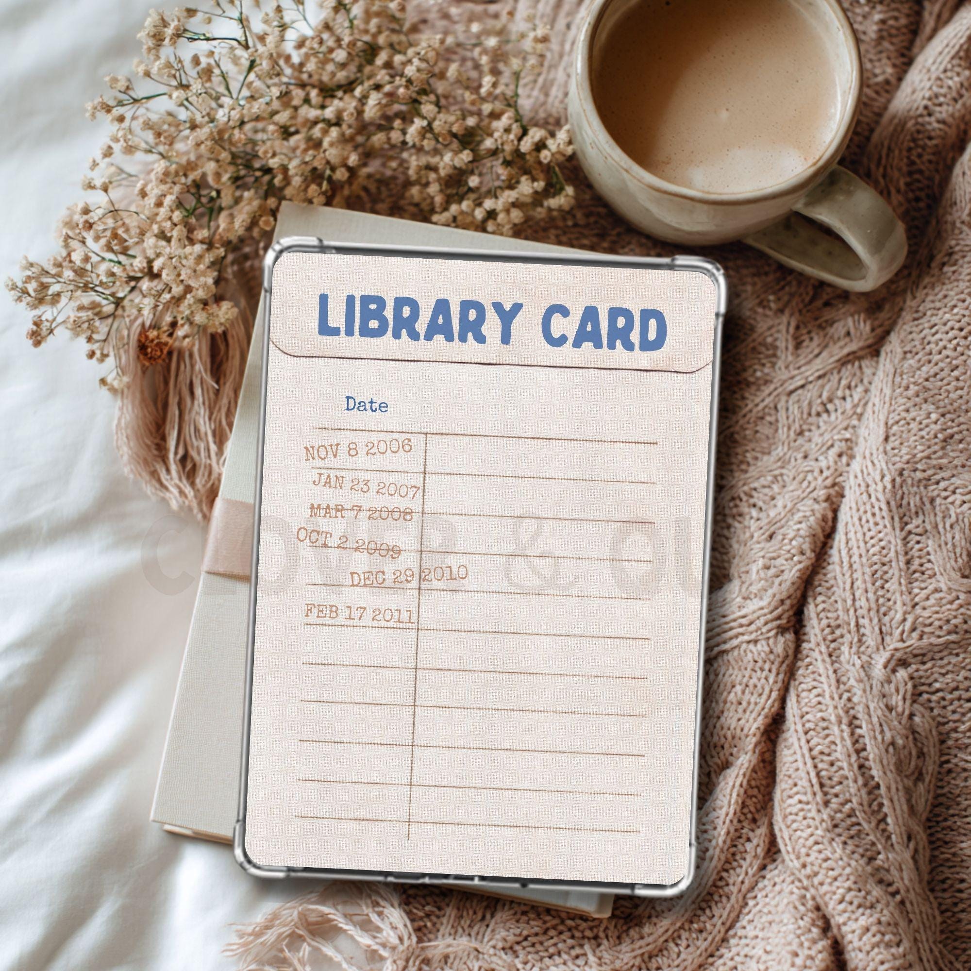 Editable Library Card Insert Library Card Kindle Printable Insert: Clear Case Insert, Readers Merch ...