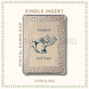Vintage Booked and Busy Kindle Insert: Clear Case Printable, Kindle Accessories, Digital Download