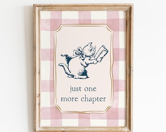 One More Chapter Digital Art Print: Vintage Bookish Wall Decor, Cozy Reading Room Poster