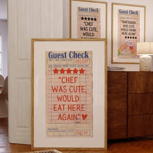 Trendy Guest Check Chef Był Słodki, Dziewczęcy Plakat Do Apartamentu, Zjadłbym Tu Ponownie Znak, Wydruki Na Wózku Barowym, Zabawny Wystrój Kuchni, Pobieranie Cyfrowe