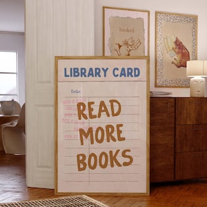 Impression d'art de livres, affiche de livre de cartes de bibliothèque, cadeaux pour les lecteurs, art mural amateur de livres, affiche rétro tendance pour coin lecture, livre Ish