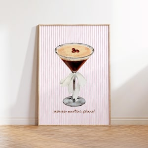 Impresión de Espresso Martini, Arte mural coqueto, Decoración Grandmillennial, Arte mural de cócteles retro, Pósters de cócteles vintage, Regalos para amantes del Martini