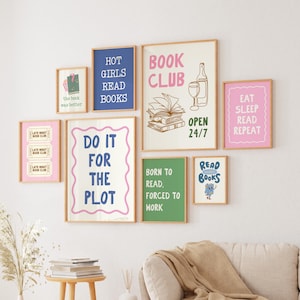 Buchliebhaber Galeriewand, Trendige Leseplakate, Geschenk für Buchliebhaber, Leseecke Wanddekor, Bücherwurm Kunstplakate, Buchgeschenke