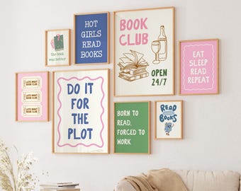 Book Lover Digital 10 Print Bundle: Cozy Reading Nook Gallery Wall, Bookish Posters