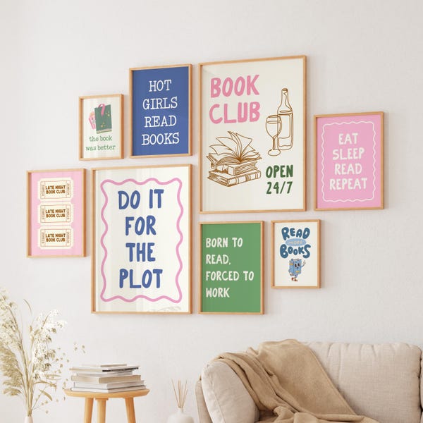 Book Lover Digital 10 Print Bundle: Cozy Reading Nook Gallery Wall, Bookish Posters