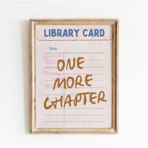 One More Letter Kunstdruck, Bibliothekskarte Buch Poster, Geschenke für Leser, Buchliebhaber Wandkunst, Leseecken, trendiges Retro Poster