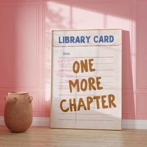 One More Letter Kunstdruck, Bibliothekskarte Buch Poster, Geschenke für Leser, Buchliebhaber Wandkunst, Leseecken, trendiges Retro Poster
