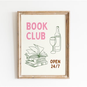 Book Club Print, Bookish Poster, Trendy Reading Poster, Book Lover Wall Art, Book Printable, Gift For Reading Lover, Book Nook Art, Book ish