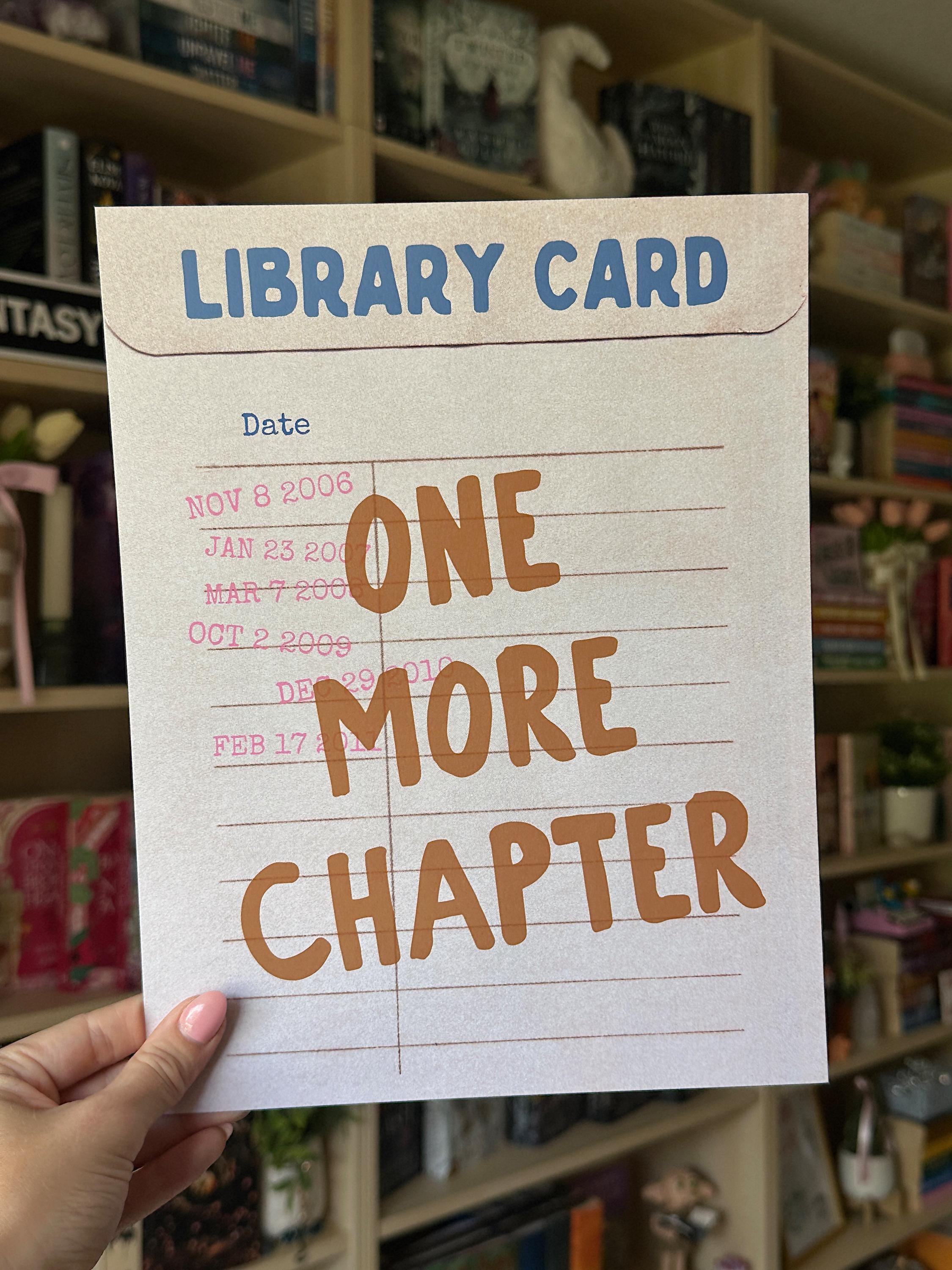 One More Chapter Library Card Physical Print - 8.5x11 - Etsy
