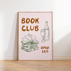 Stampa del club del libro, poster libresco, poster di lettura alla moda, arte murale per amanti dei libri, stampabile di libri carini, regalo per amanti della lettura, lettori, libri ish