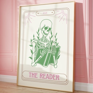 Die Leser-Tarot-Karte, trendige Buchkunstdrucke, literarische Wandkunst, Geschenk für Buchliebhaber, Leseecke, Book Tok