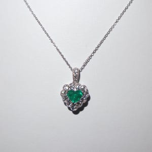 Emerald and Diamond Heart Necklace