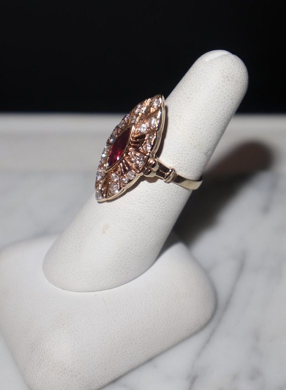 Marquise Ruby Vintage Ring - image 3