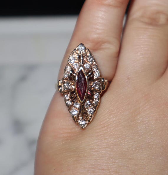 Marquise Ruby Vintage Ring - image 6