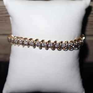 Yellow Gold S Style Diamond Tennis Bracelet