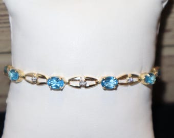 Blue Topaz and Diamond Bracelet