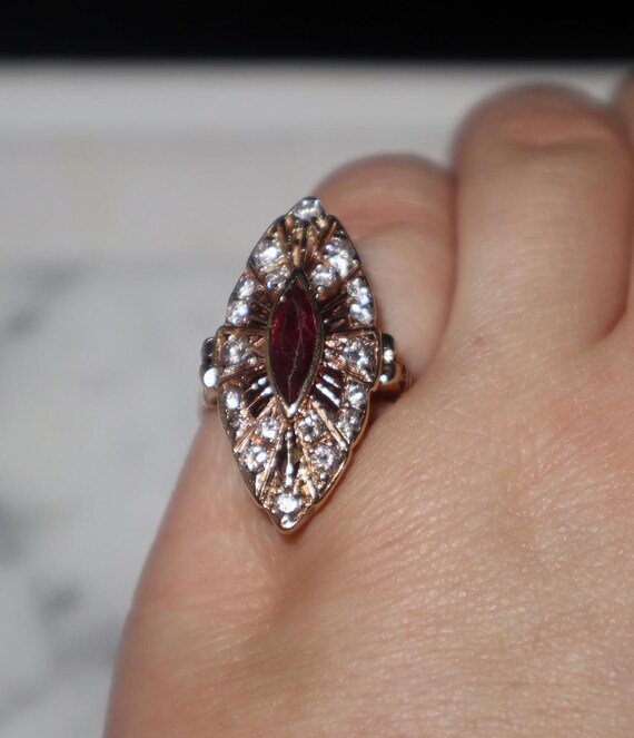 Marquise Ruby Vintage Ring - image 5