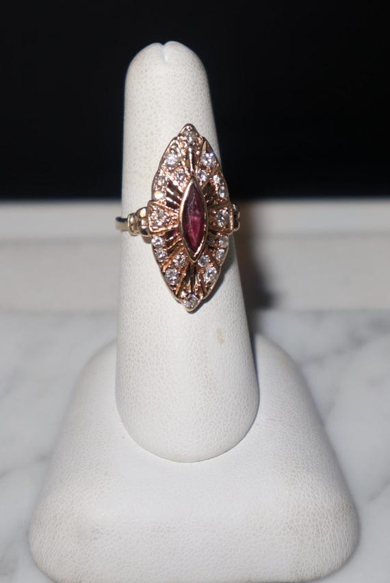 Marquise Ruby Vintage Ring - image 1