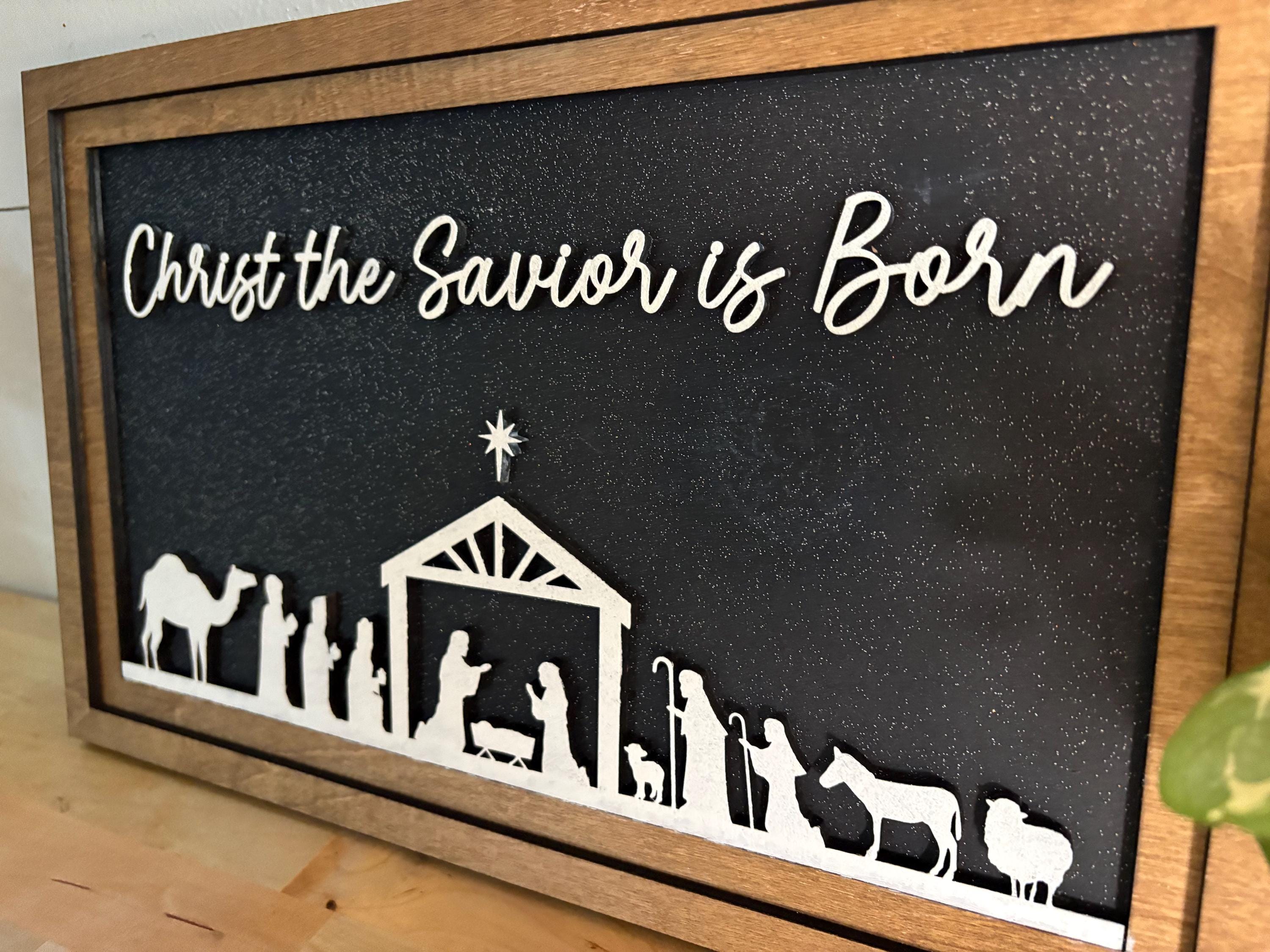 Sign Am Saviour Wood Nativity Sign | Nativity Scene Sign | Christ the Savior is Born ...