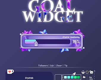 Crystal Goal Widget for Twitch, Goal Widget Fantasy, Donation Goal for Twitch, Sub Goal | StreamElements | OBS  | Twitch