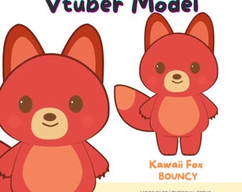 Kawaii Fox Vtuber-modell färdig, färdig Vtuber-modell, Vtuber-modell och riggning, färdig Vtuber för Twitch och Youtube, 2D-vtuber