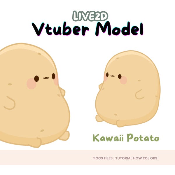 Modelo de Vtuber de patata kawaii prefabricado, modelo de Vtuber listo para usar, modelo de Vtuber y aparejo, vtuber prefabricado para Twitch y YouTube, vtuber 2d